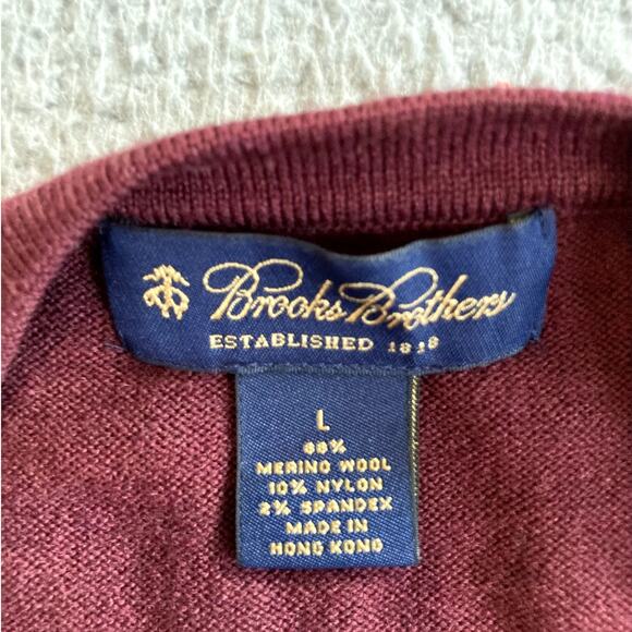 BROOKS BROTHERS Merino Wool Sweater Mens Large Brick Red Quiet Luxury Classic - Picture 2 of 11